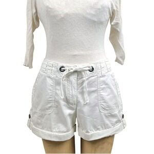 Ann Taylor LOFT Shorts Drawstring Waist Womens M Coastal Lightweight Cargo